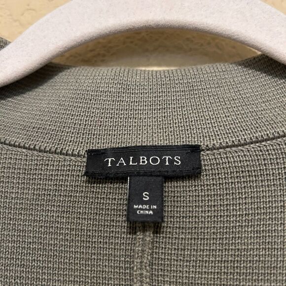 Talbots Knit Blazer Sweater Jacket Womens Small Sage Green One Button Pockets - Picture 6 of 8